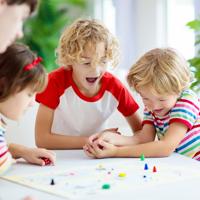 Children playing a board game